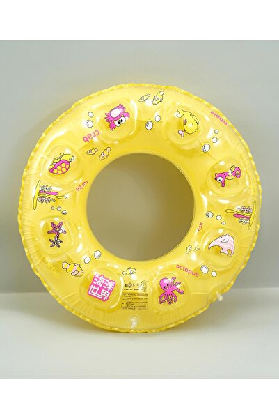 Fab N Funky طوق سباحة للأطفال، بتصميم حيوانات بحرية، ملحق حمام سباحة ممتع - أصفر