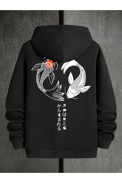 uyguntarz Unisex Ying & Yang Printed Oversize Sweatshirt
