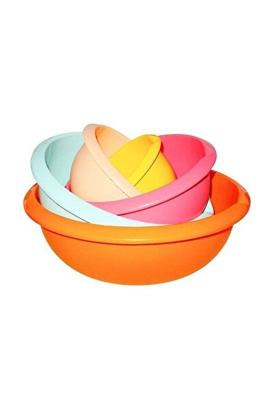 OEM Set 5 Round Plastic Bowls with Spout, Multicolor 0.5, 1, 2, 3, 4, 5 L