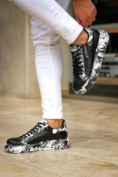 STILVANA KB-02 Lace-up Crocodile Black Black Casual Men's Shoes