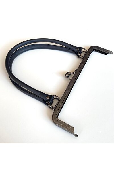 knitme Çanta Bursu - Çanta Suni Deri Saplı Gri Renk 25 Cm BA-0091