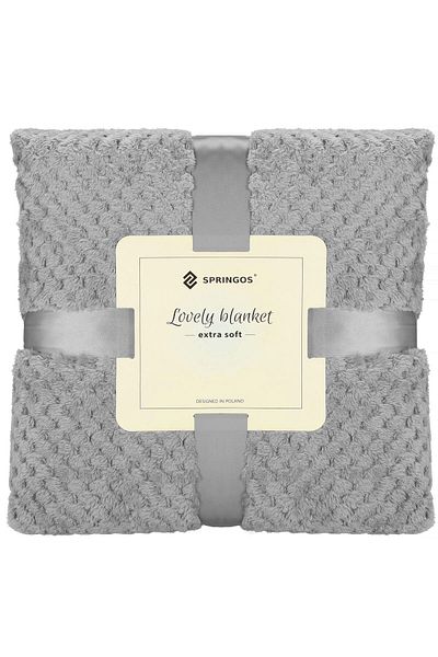 Springos fluffy blanket, 150x200cm, gray
