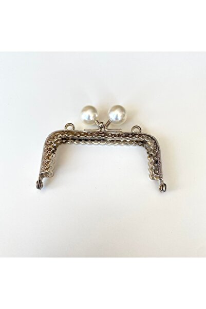 knitme Köşeli Beyaz İnci Boncuklu İşleme Baskılı Askılıklı Çanta ve Cüzdan Bu...