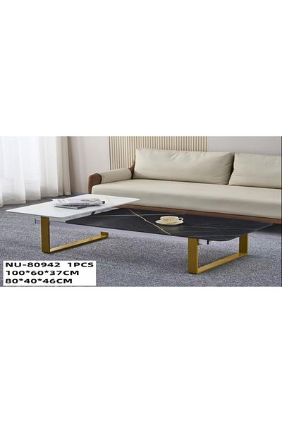 Türkiye Rectangular Tea Table with Sturdy Metal Frame, Simple Modern Industrial Wooden Coffee Table for Livi
