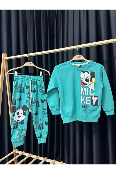 Alpbebe Mickey 2 Thread Pocket Detailed Tracksuit Set - Green