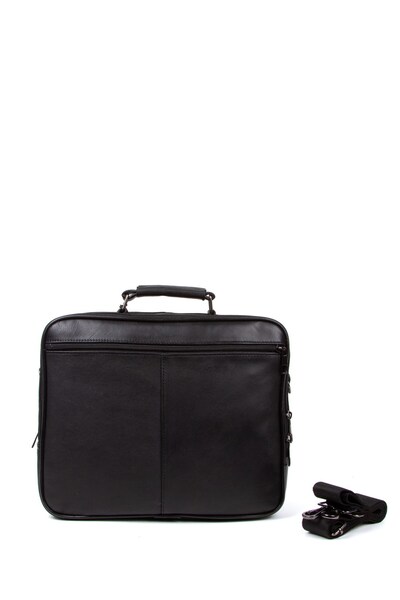 Newish Men's Black Genuine Leather Steel Case Shoulder and Hand Bag Battal Size