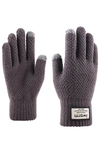 GERICOM Men's touchscreen-compatible gloves GERICOM, universal size, knitted fabric, wool, Grey Warm
