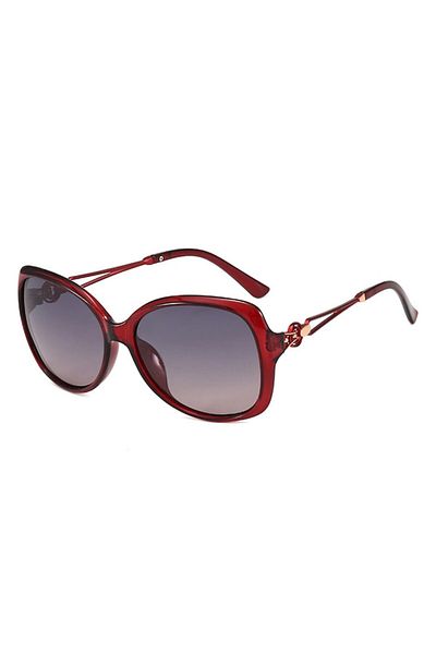 GERICOM Ochelari de soare pentru femei, polarizati, plastic, oval supradimensionat, Rosu inchis
