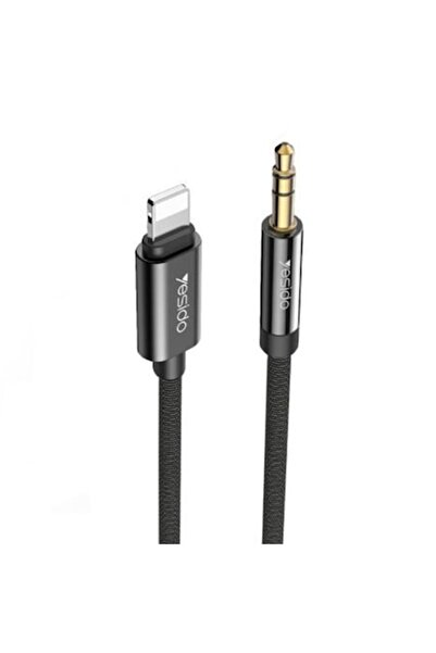 Yesido Durable Audio Cable Lightning to 3.5mm Jack, 1m, Textile, Black