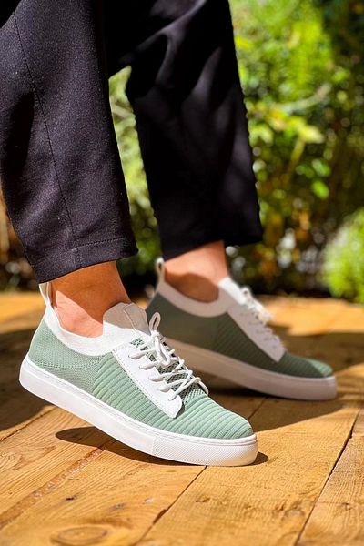 STILVANA Kb-110 Kuback Green Knitwear High Sole Lace-Up Casual Men's Shoes