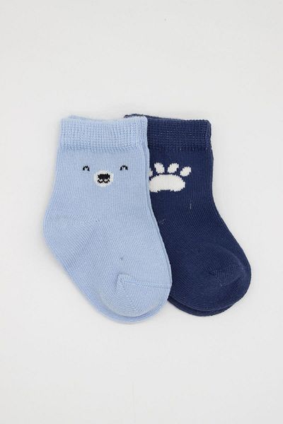 Budi Bear Combed Cotton Socks 2 Pack Bs10116 Blue