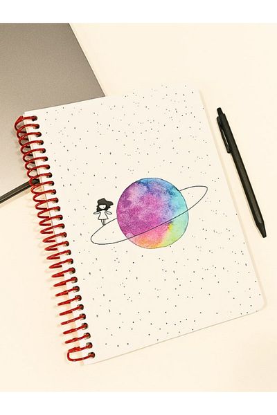 Deco Elit Spiral Line Notebook with Saturn Girl Design – 80 Sheets, 160 Pages (18 X 24 cm)