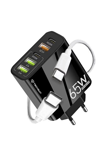 CLOUD Multiport Wall Charger USB Type-C 65W with USB-C Cable H72 Silicon Techsuit PentaXPower CHC2, Black