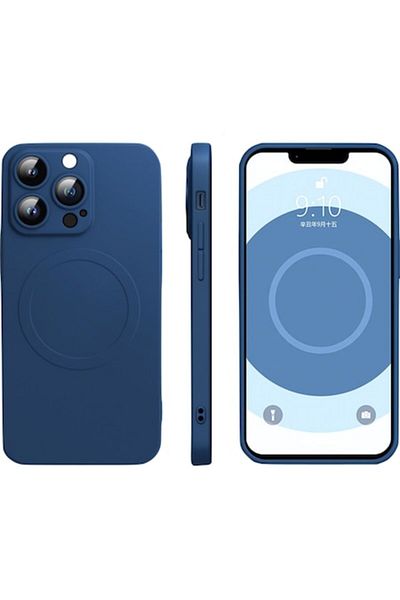 SOHO Carcasă de protecție compatibilă cu iPhone 11 (6.1), Liquid MagSafe, formă de inel, magnetică, albastră