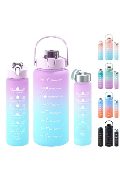 M&B WATER BOTTLE Motivational Set of 3 - Bpa-free Black Water Bottle, Water Bottle and Water Bottle