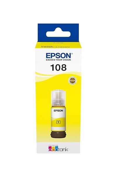 EPSON 108 EcoTank Yellow Ink Bottle 70ml for L8050 & L18050 Printers – Up to 2100 Pages