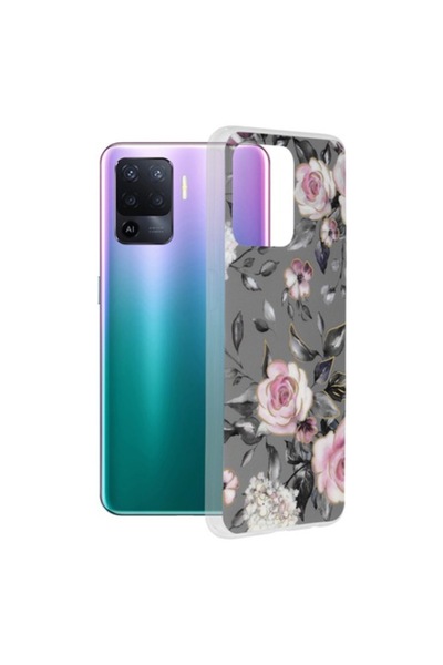 OEM Carcasă pentru Oppo A94 4G/Reno5 Lite, Poliuretan, Bloom of Ruth Gray