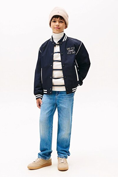 Tommy Hilfiger Erkek Çocuk Skater Kesim Eskitme Görünümlü Jean Pantolon - Mavi