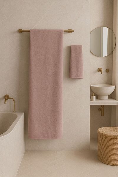 Violacasa 100% Cotton Bath Set Battal Size 2 Piece Class Powder