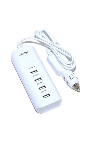 OEM Car charger with 4 USB ports, 12-24V, 20W, 4000mA, 1.2m, White