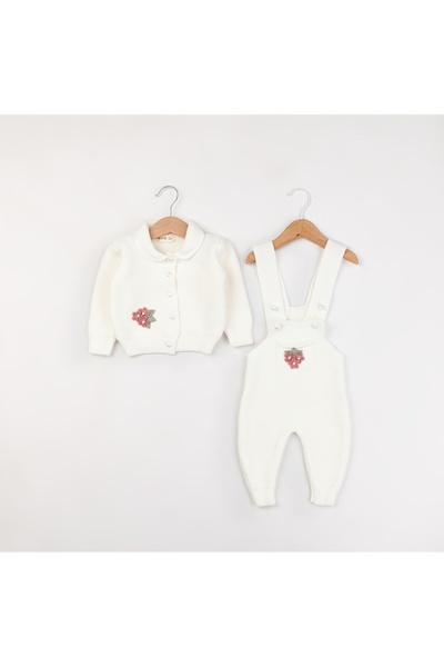 BİLGEN Style Baby Girl Winter Knitwear Slope Shawl 2-Piece Set