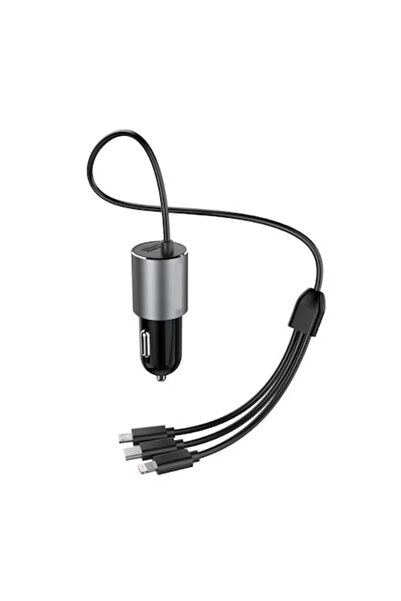 OEM Încărcător auto multifuncțional 3 în 1, 1 m, adaptor inclus, negru