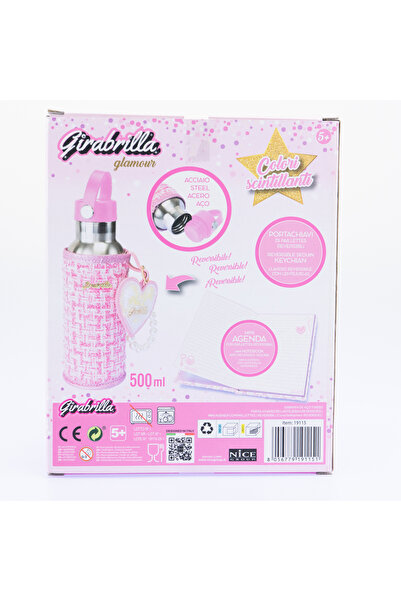 NİCE Tweed Girabrilla water bottle set – bottle with tweed cover, fashion keychain and mini journal with pa