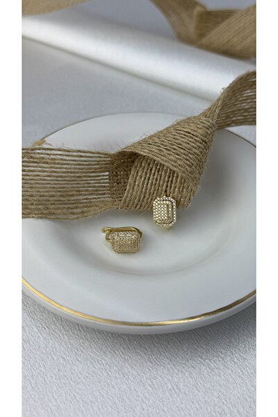 Yamaner Kuyumculuk Taşlı Baget Kesim Altın Küpe