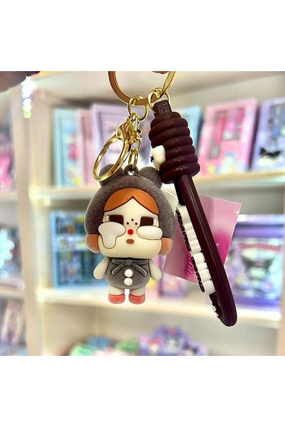 Wisevelya Cry Baby Gray Silicone Keychain