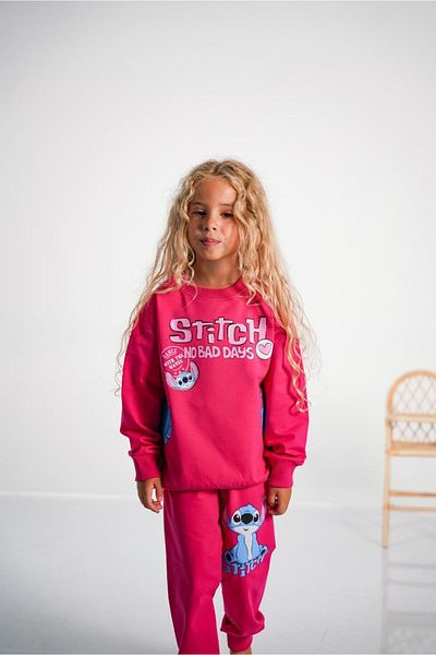 Alpbebe Stitch 2 thread pocket detailed tracksuit set - fuchsia