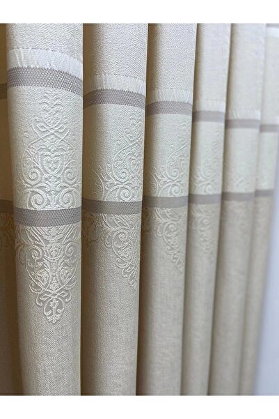 NİVEMESHOME Ft672069 V-115 Funda Cream 1/3 Sik Pleated Fon Curtain Apm