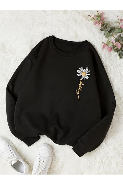 uyguntarz Unisex Daisy Printed Oversize Sweatshirt