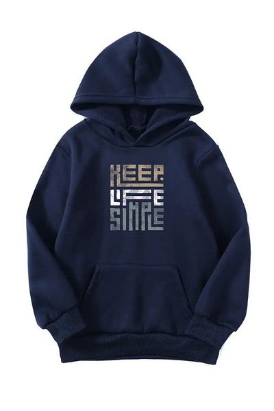 CLAYES Hanorac unisex oversize cu glugă cu imprimeu minim Palm Winter - bleumarin
