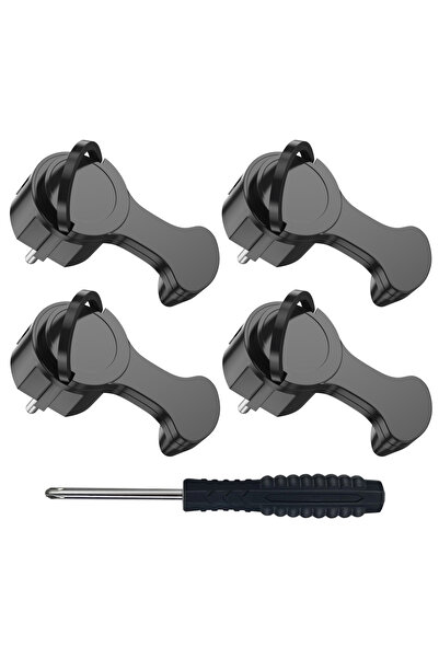 Choice1 250V EU 1 4pcs black 4 Schuko flat plug adapters with folding handles...