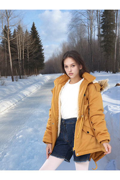 Joui Co معطف مقاوم للماء مع فرو من الداخل وسحاب - معطف شتوي غير قابل للتشوه - قابل للغسل في الغسالة