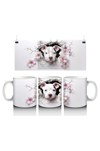 Luluyen كلب لطيف بين أشواك الزهور - كوب قهوة مطبوع