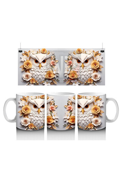 Luluyen Pair of Wise Owls among Sun Flowers – Printed Coffee Mug