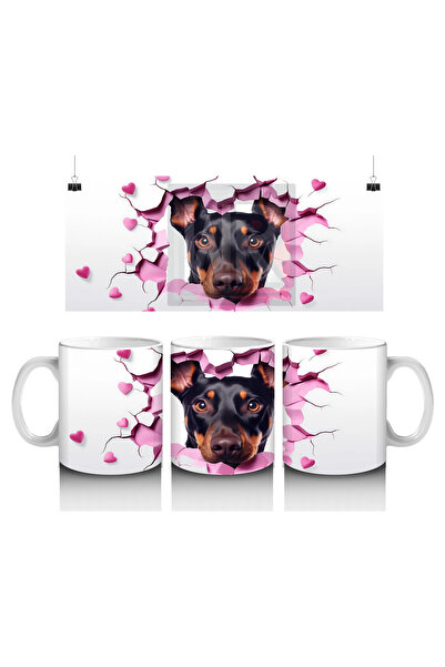 Luluyen روتويلر ينظر من خلال قلوب وردية - كوب قهوة مطبوع