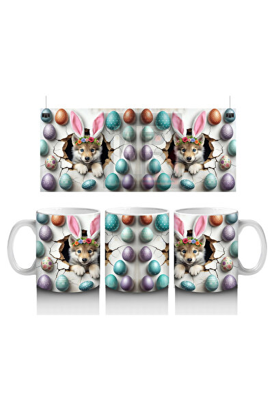 Luluyen الأرانب اللطيفة بين بيض عيد الفصح - كوب قهوة مطبوع