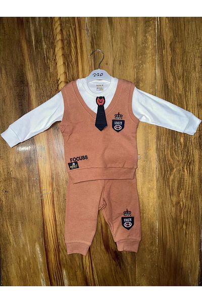 STILVANA 6-24 Months of Tie-Trio Suit Coffee