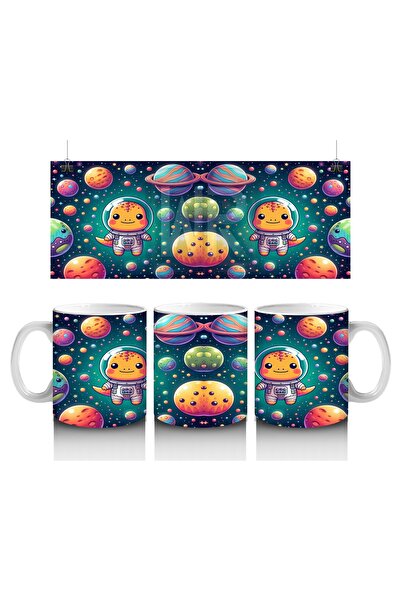 Luluyen كوب لطيف على شكل ديناصور رائد الفضاء وكواكب ملونة يحب الأطفال الحليب