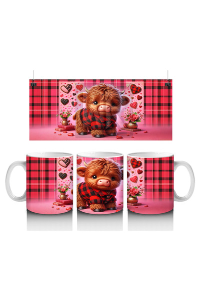 Luluyen Sweet Bull مزين بقلوب حمراء – كوب قهوة مطبوع