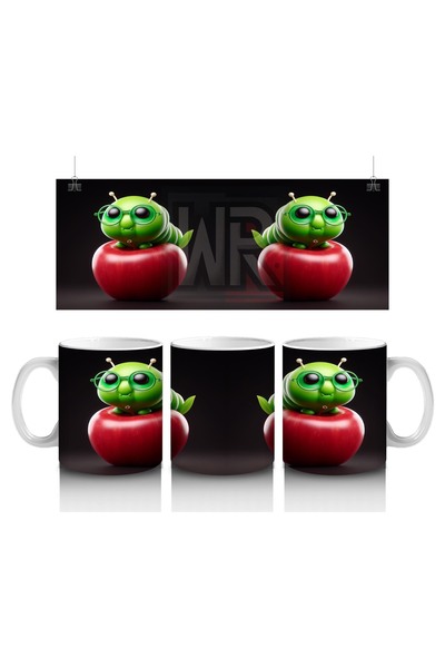 Luluyen Appleworm Patterned Mug with Glasses That Makes Children Love Milk