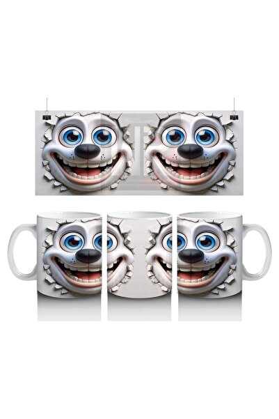 Luluyen كوب كلب أبيض مبهج يحب الأطفال الحليب