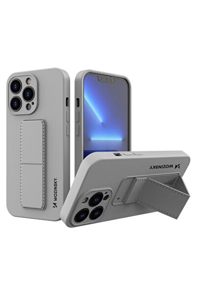 SOHO Protective Case with Metal Stand for iPhone 13 Pro, Silicone, Gray