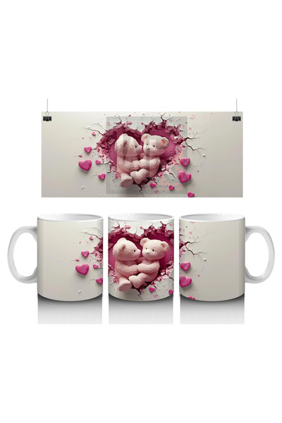 Luluyen Pair of Heart-Shaped Plush Toys – Printed Coffee Cup