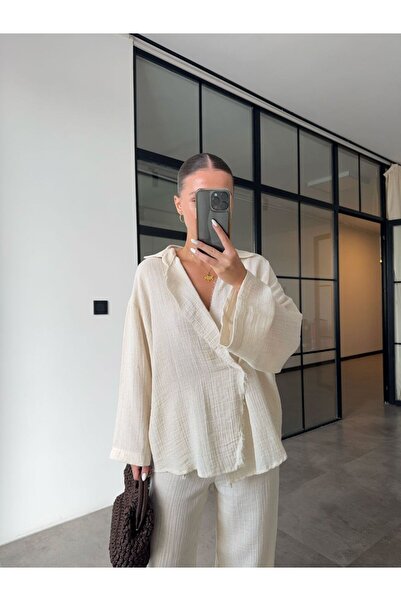 BB Bensu Buyruk SET PANTALONI KIMONO MUSLIN NATURAL