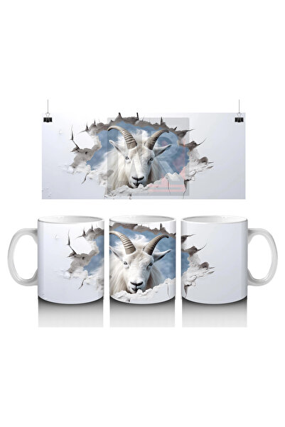 Luluyen غزال جبلي ينظر إلى الأرض المتشققة مع خلفية السماء الزرقاء - كوب قهوة ...