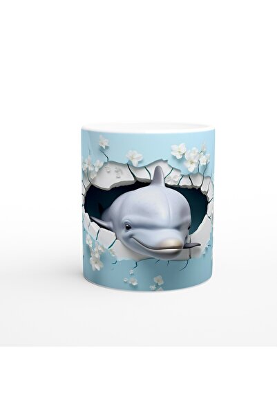 Luluyen كوب مطبوع عليه دولفين وزهور يثقب الجدار