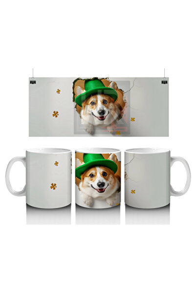 Luluyen كلب صغير لطيف مع قبعة سانت باتريك – كوب قهوة مطبوع